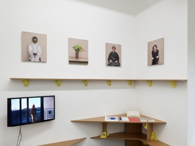 7 Portraits and 1 Still Life - Installation View at Arcade Brussels, 2021 with portraits of Lazara Rosell Albear, Suchan Kinoshita, Saskia Gevaert and Claude Vi.tac